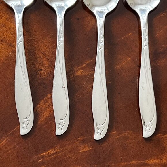 4 Vintage Insico Spoons Stainless Flatware Woodlore Interntional Silver - Picture 2 of 7